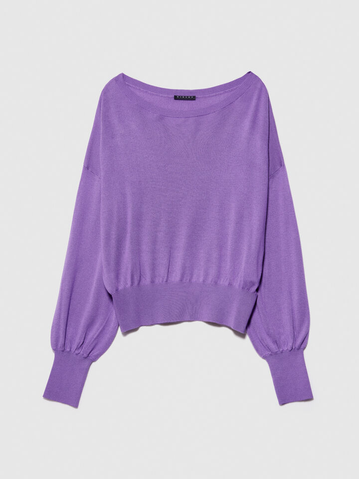 Top made of silk blend - women's boat neck sweaters - Lilac | Sisley image number 6